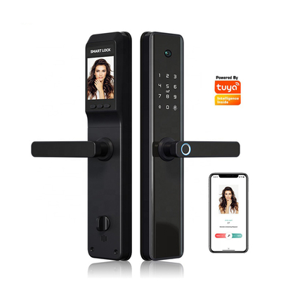 Fechadura de porta sem fio de impressão digital inteligente para hotel e cartão / fechadura de porta digital para hotel com câmera Tuya Wifi ou TTLock